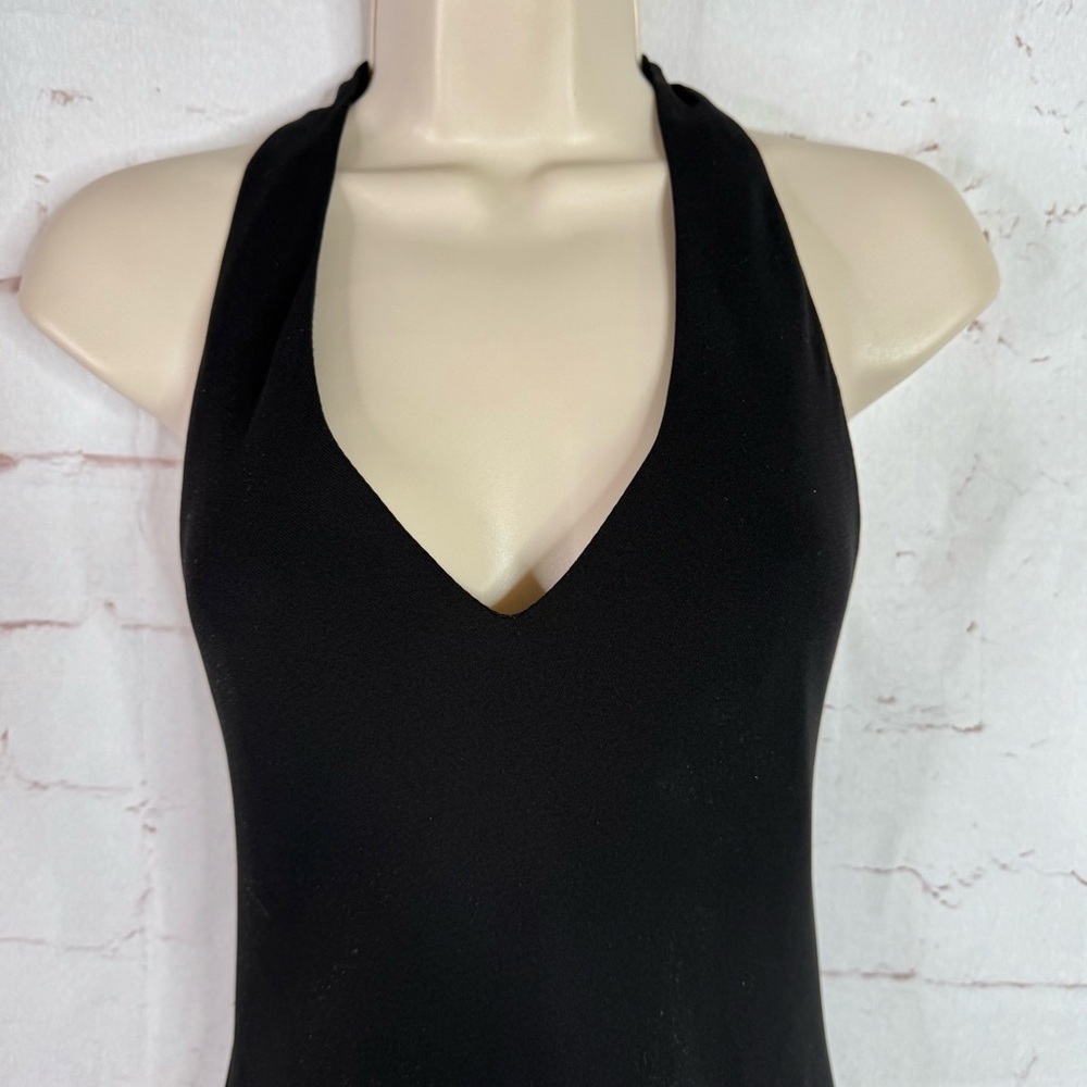 S.L.FASHIONS PETITE 8P Halter Neck Black Chiffon Handkerchief Hem Cocktail Dress - Picture 11 of 11